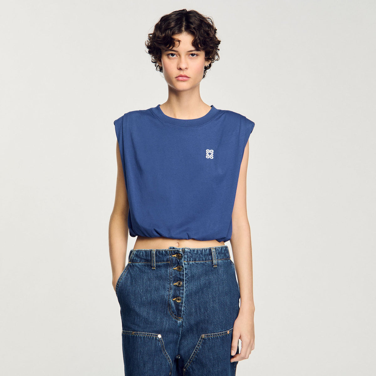 Sandro Short draped T-shirt
