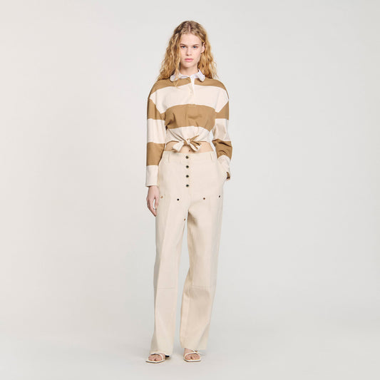Sandro Striped polo-neck T-shirt