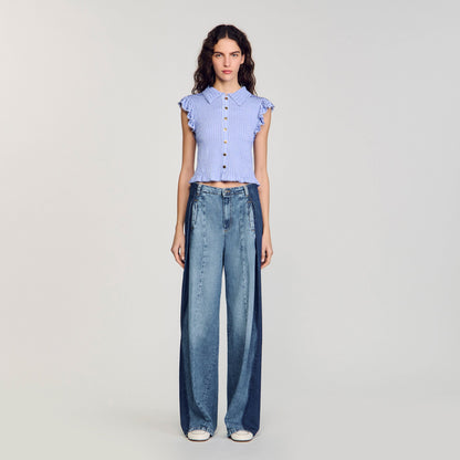 Sandro Striped smocked T-shirt