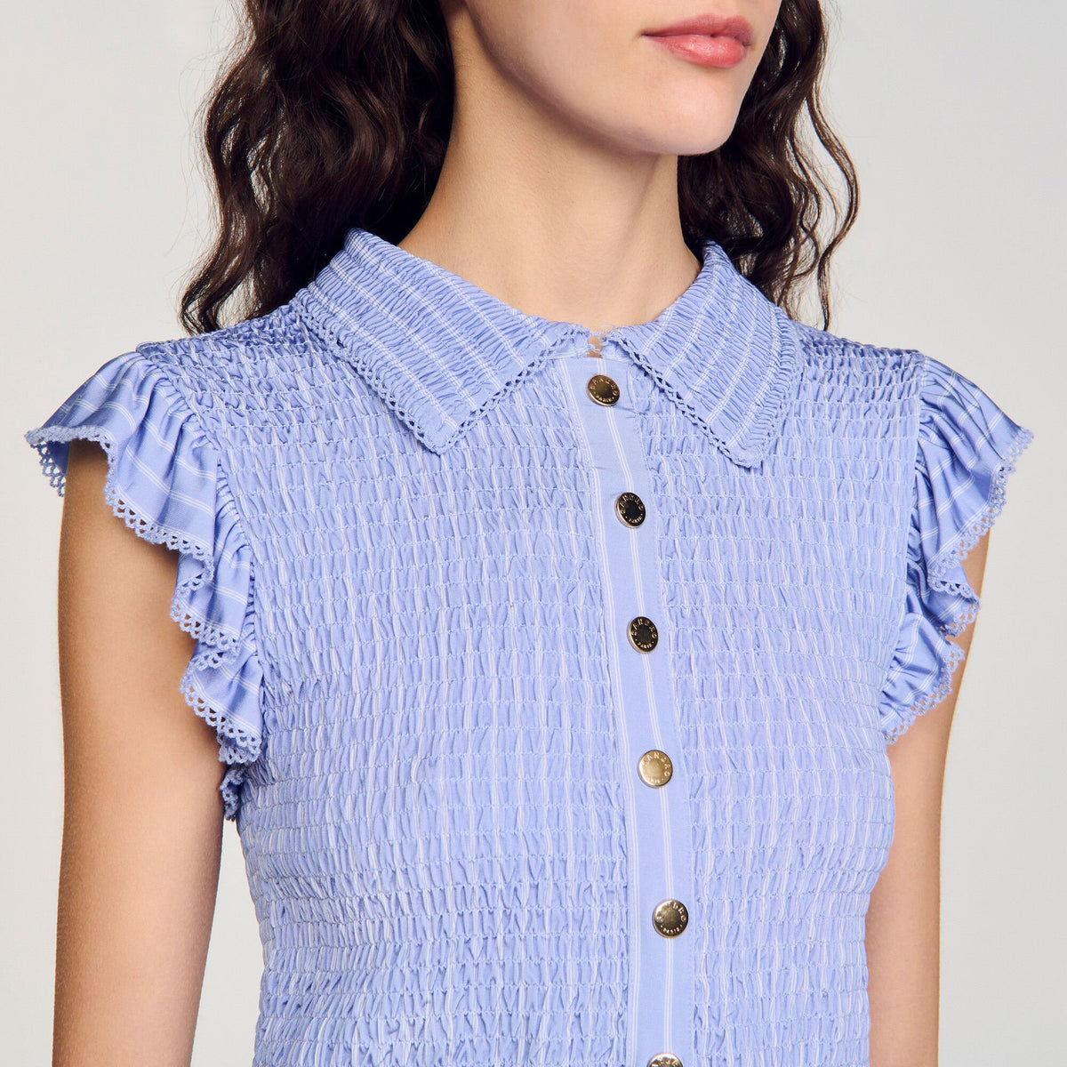 Sandro Striped smocked T-shirt