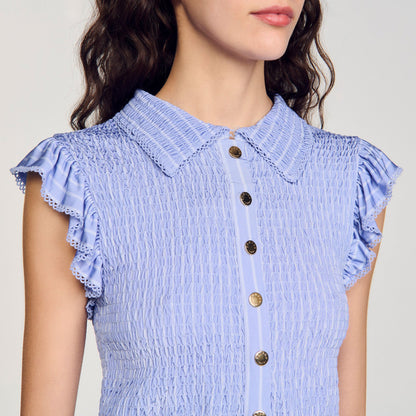 Sandro Striped smocked T-shirt