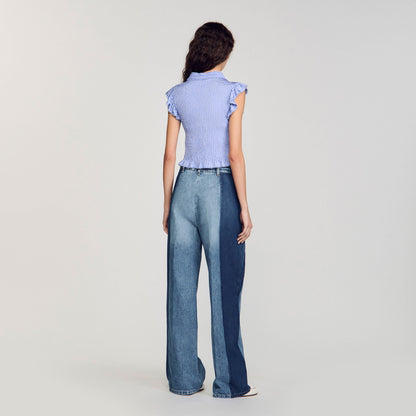 Sandro Striped smocked T-shirt