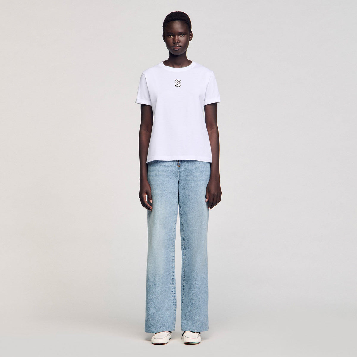 Sandro Cotton T-shirt with embroidery