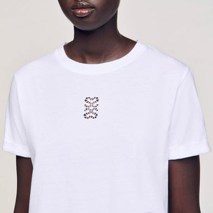 Sandro Cotton T-shirt with embroidery