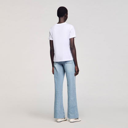Sandro Cotton T-shirt with embroidery