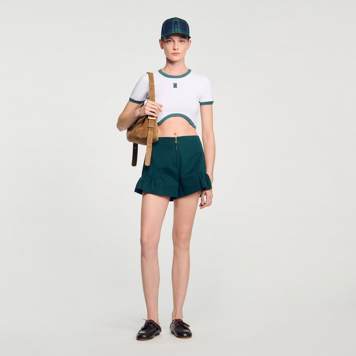 Sandro Two-tone cropped T-shirt