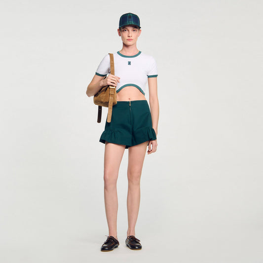 Sandro Two-tone cropped T-shirt