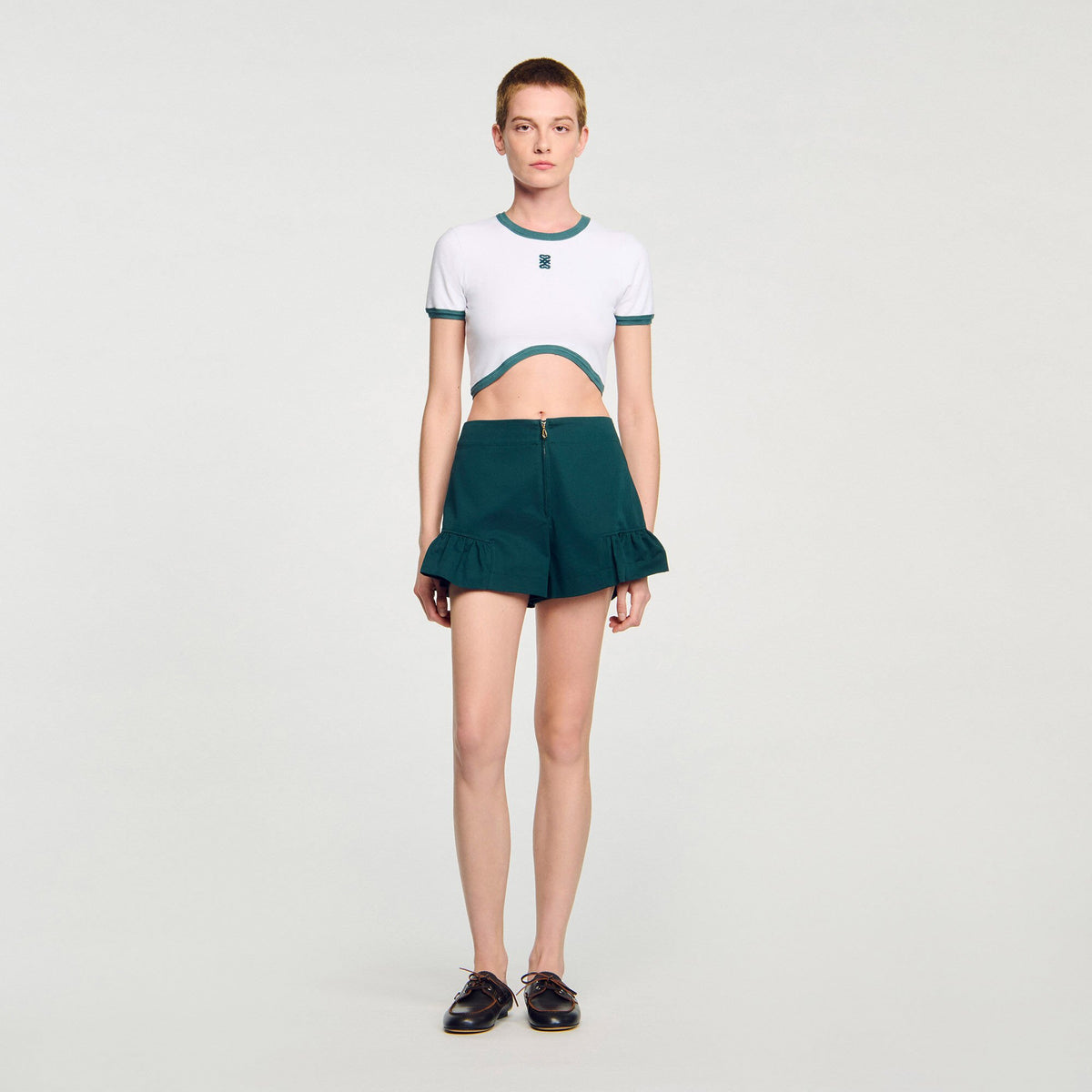 Sandro Two-tone cropped T-shirt