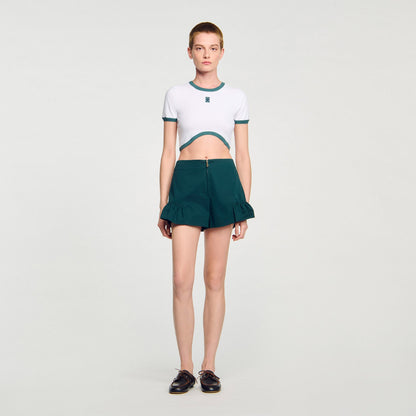 Sandro Two-tone cropped T-shirt