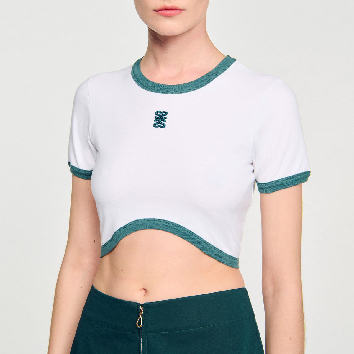 Sandro Two-tone cropped T-shirt