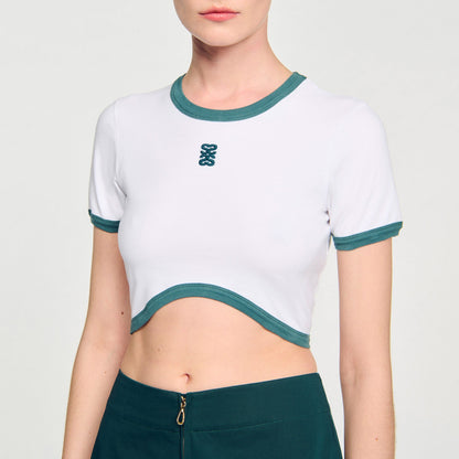 Sandro Two-tone cropped T-shirt