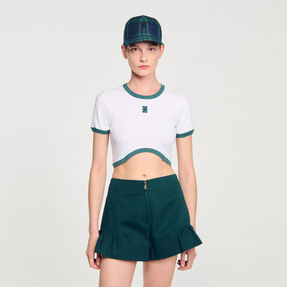 Sandro Two-tone cropped T-shirt
