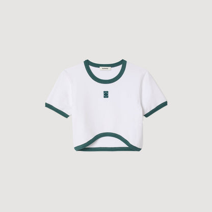 Sandro Two-tone cropped T-shirt