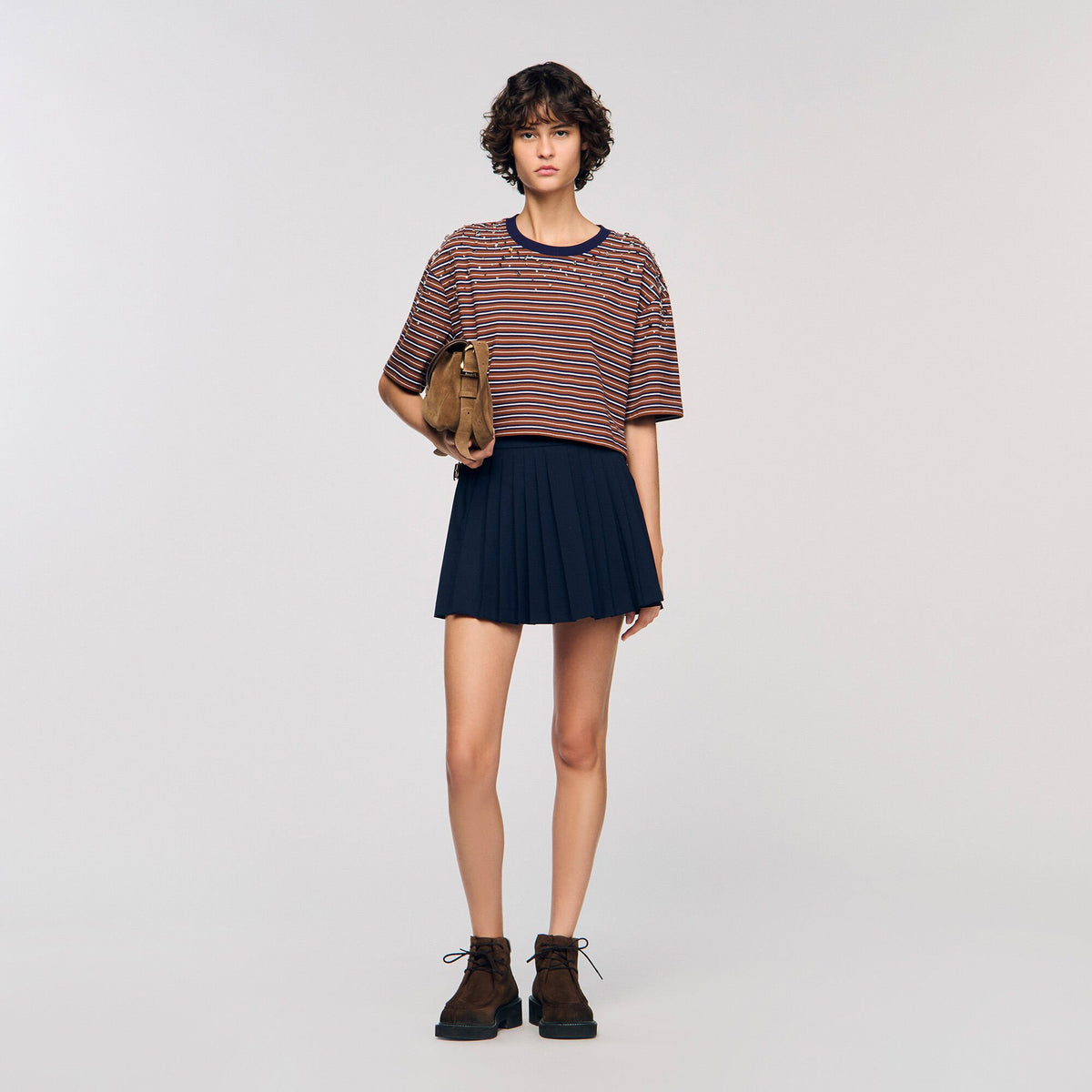 Sandro Striped rhinestone T-shirt
