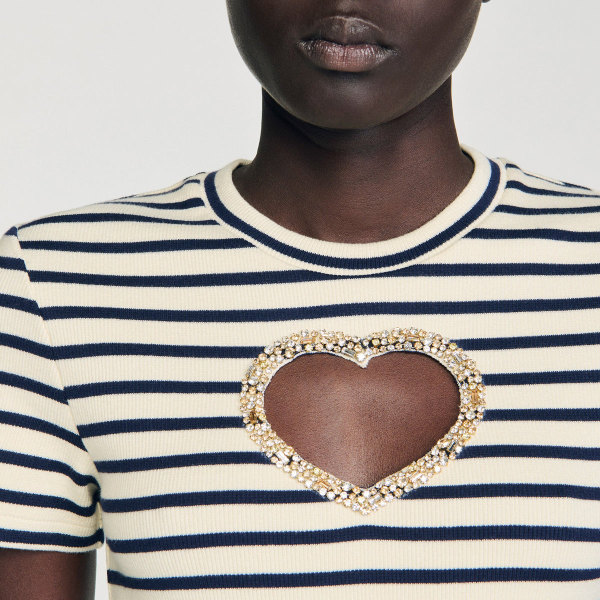 Sandro Rhinestone heart T-shirt