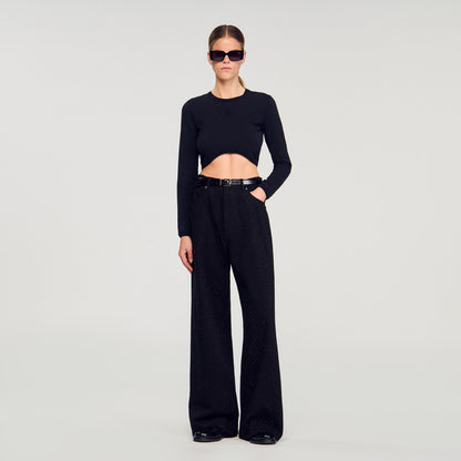 Sandro Cropped embroidered T-shirt