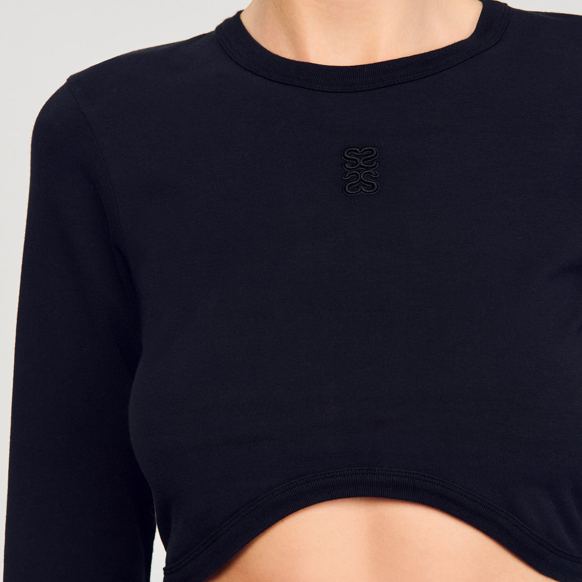 Sandro Cropped embroidered T-shirt