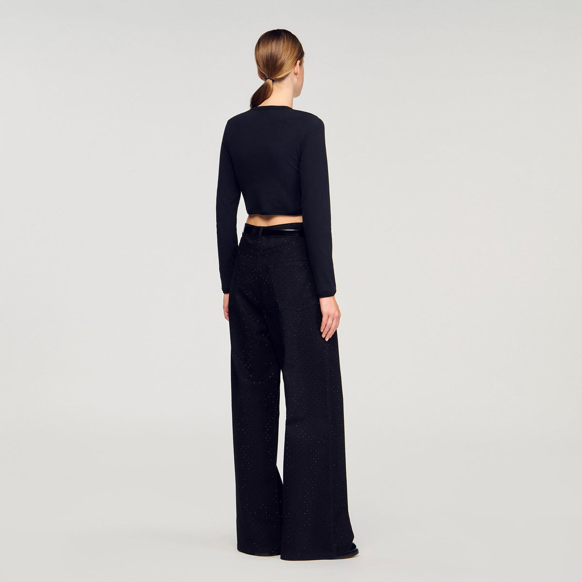 Sandro Cropped embroidered T-shirt