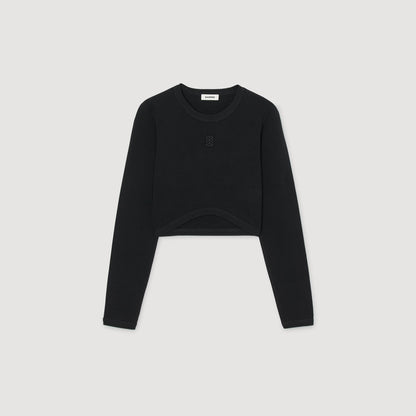 Sandro Cropped embroidered T-shirt