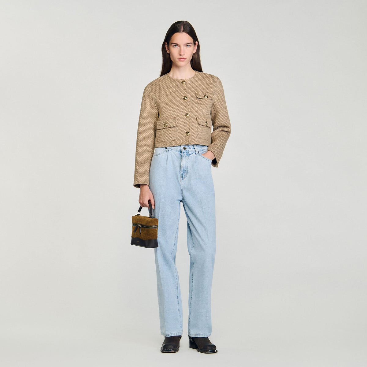 Sandro Cropped button-down jacket