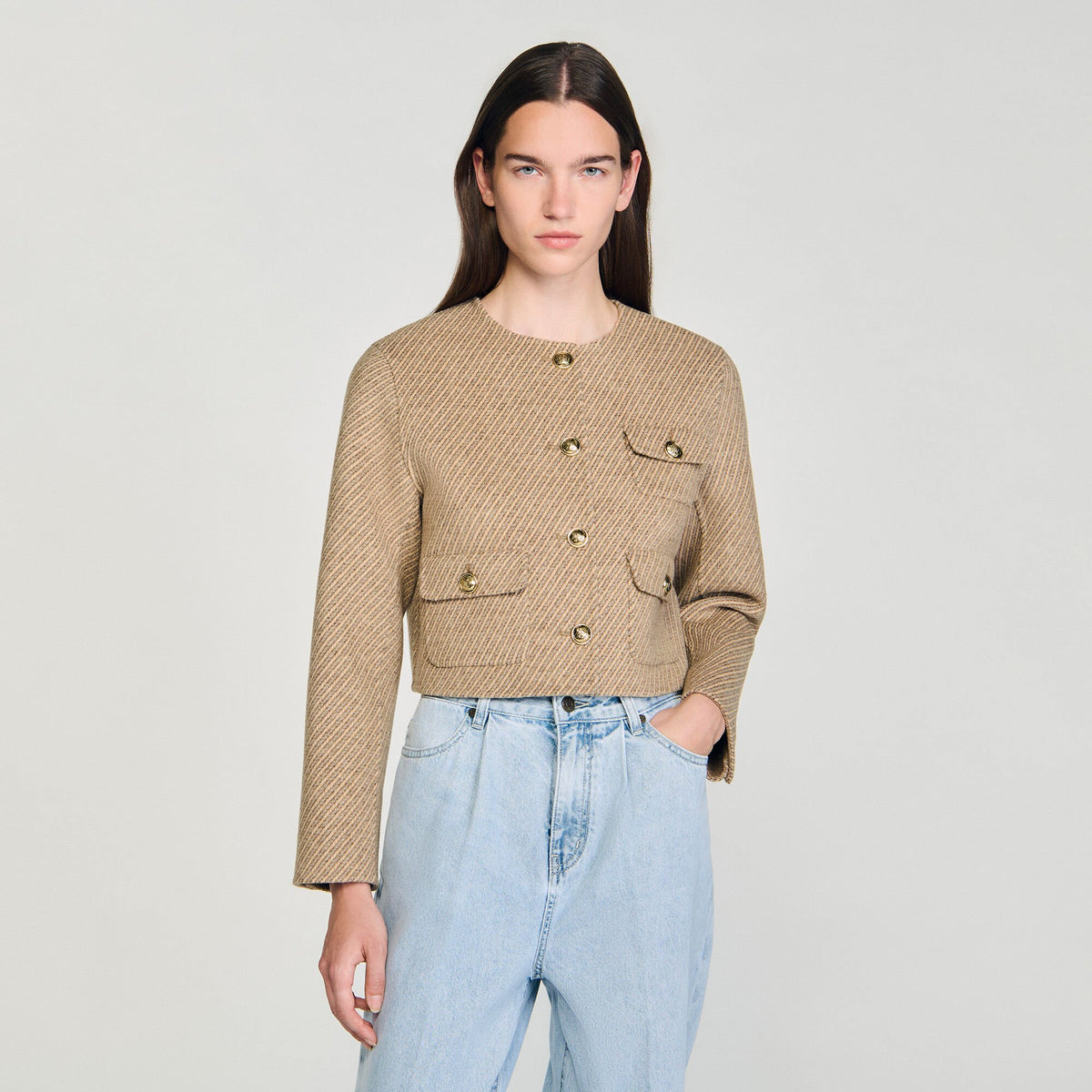 Sandro Cropped button-down jacket