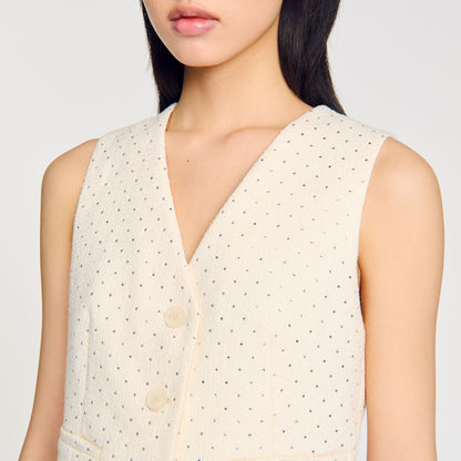 Sandro Rhinestone tweed jacket