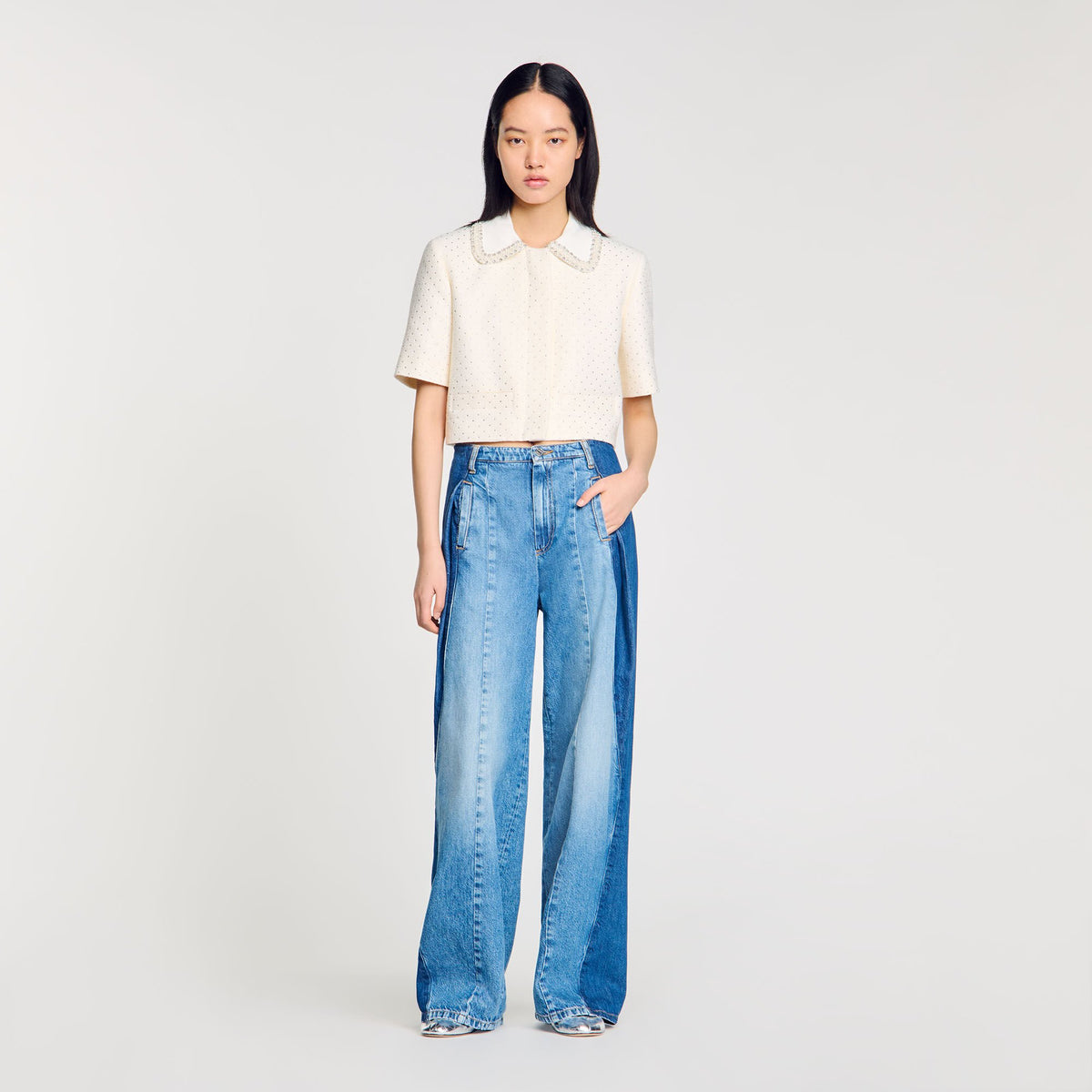 Sandro Short-sleeved rhinestone jacket