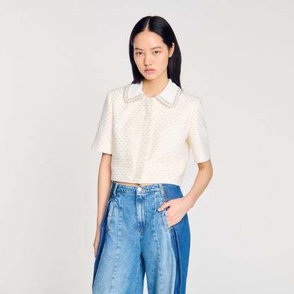 Sandro Short-sleeved rhinestone jacket