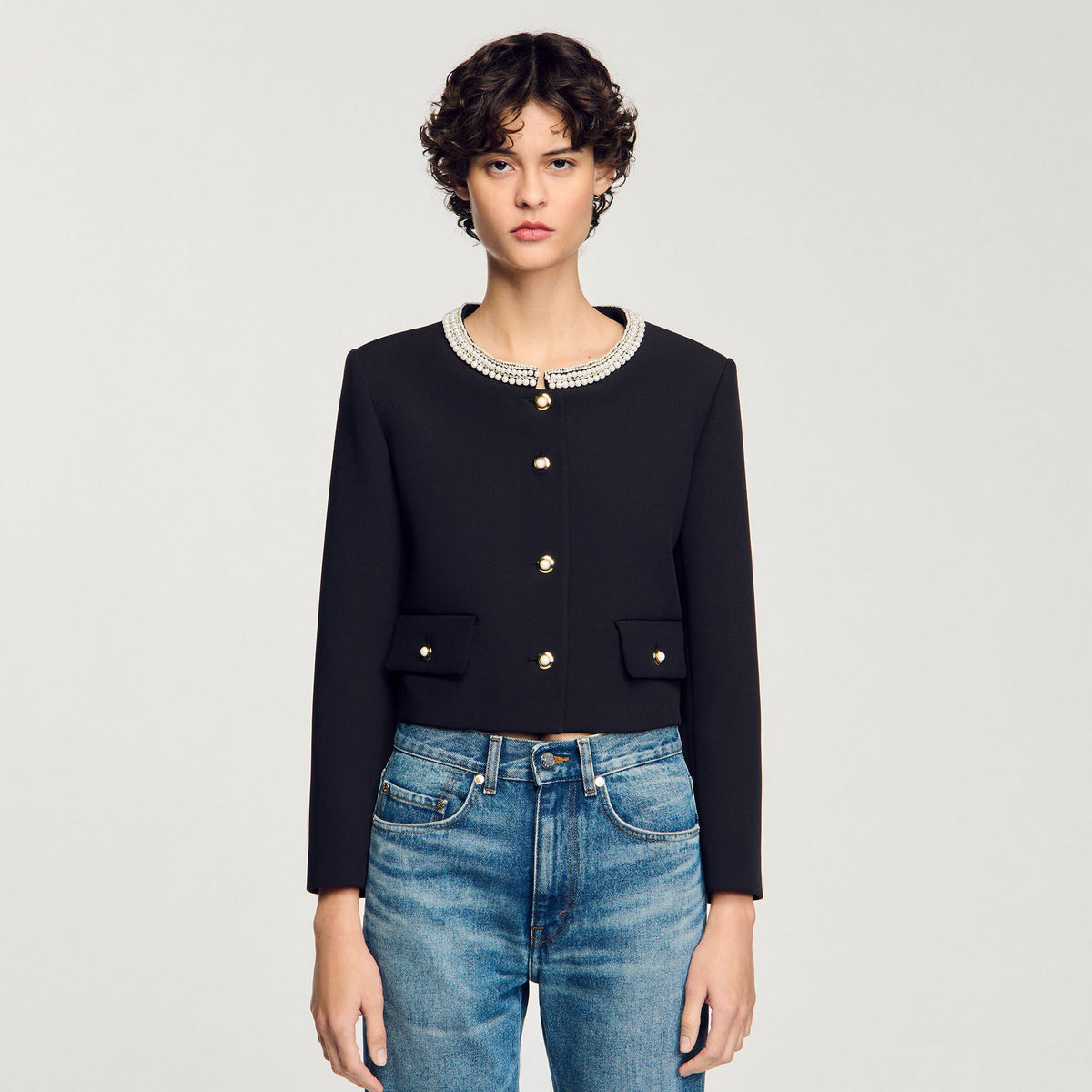 Sandro Jacket with beaded collar