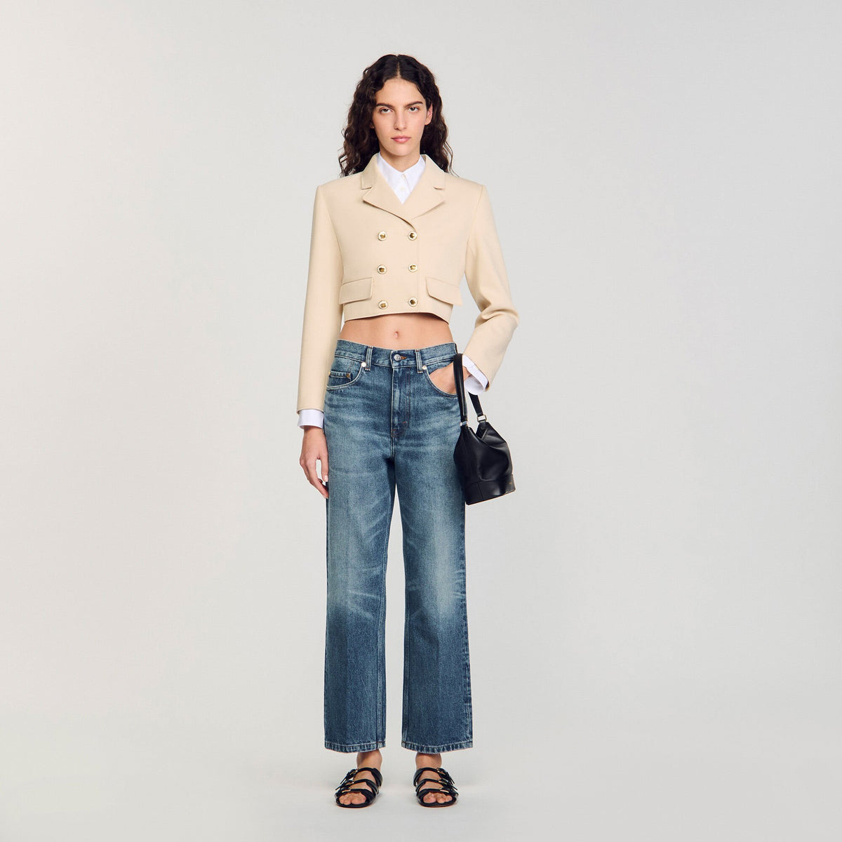 Sandro Cropped buttoned jacket