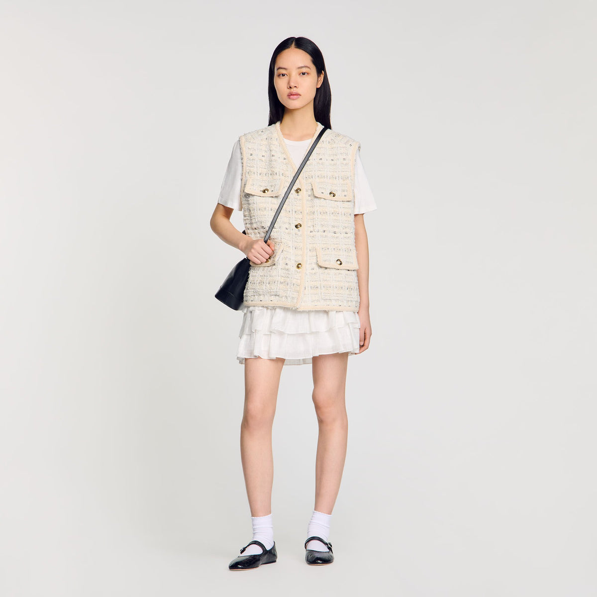 Sandro Sleeveless tweed jacket