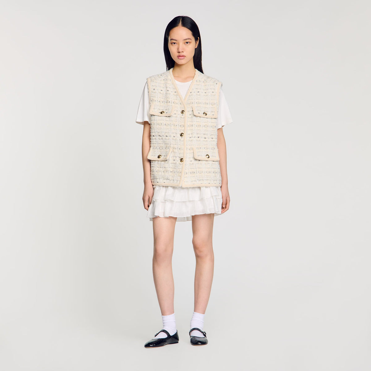 Sandro Sleeveless tweed jacket