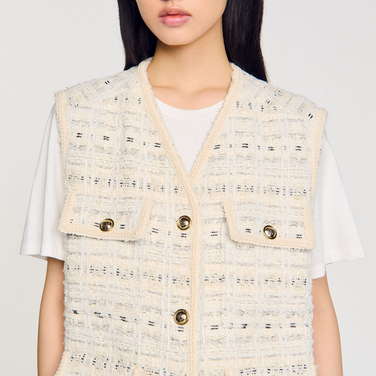 Sandro Sleeveless tweed jacket