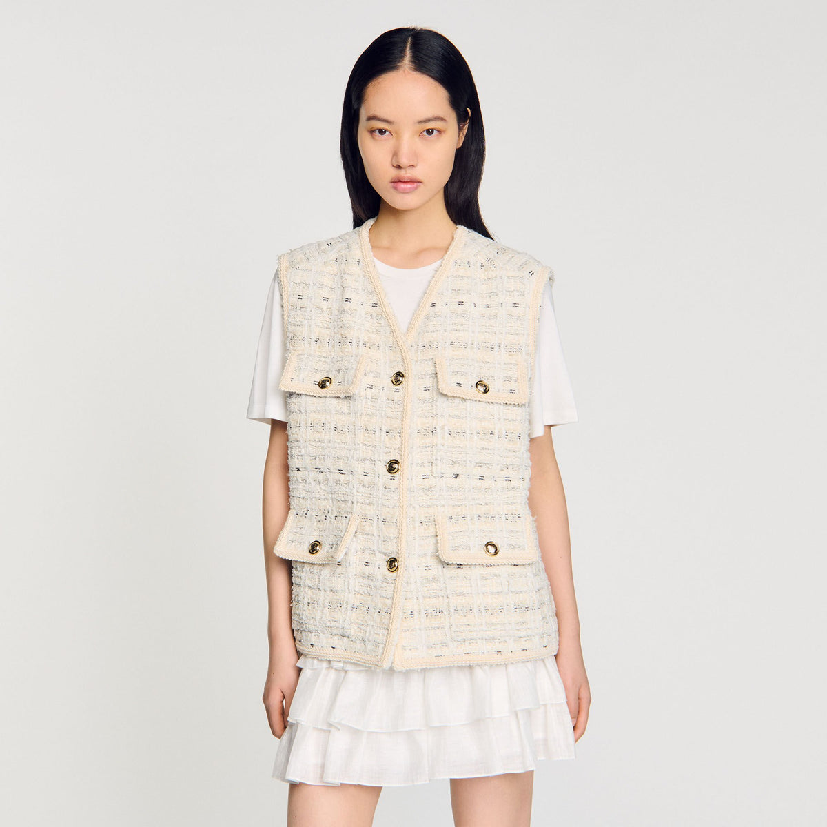 Sandro Sleeveless tweed jacket