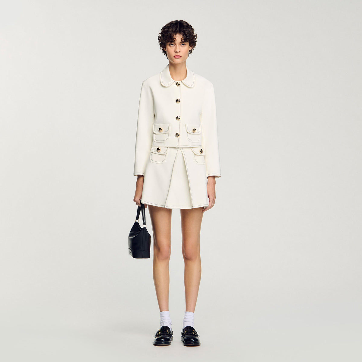 Sandro Peter Pan collar cropped jacket