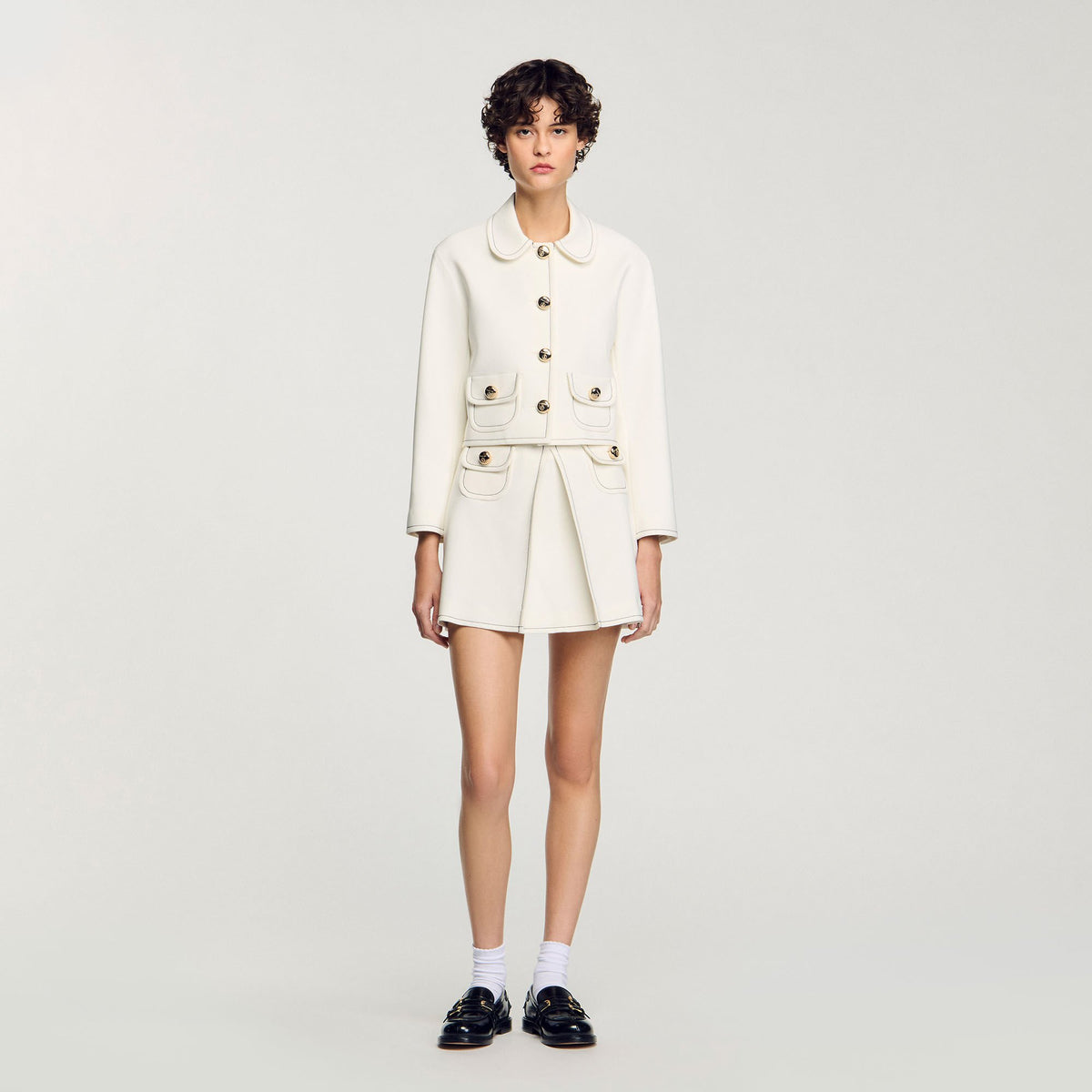Sandro Peter Pan collar cropped jacket