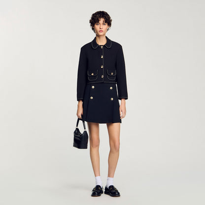 Sandro Peter Pan collar cropped jacket