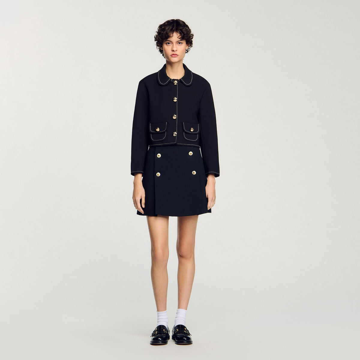 Sandro Peter Pan collar cropped jacket