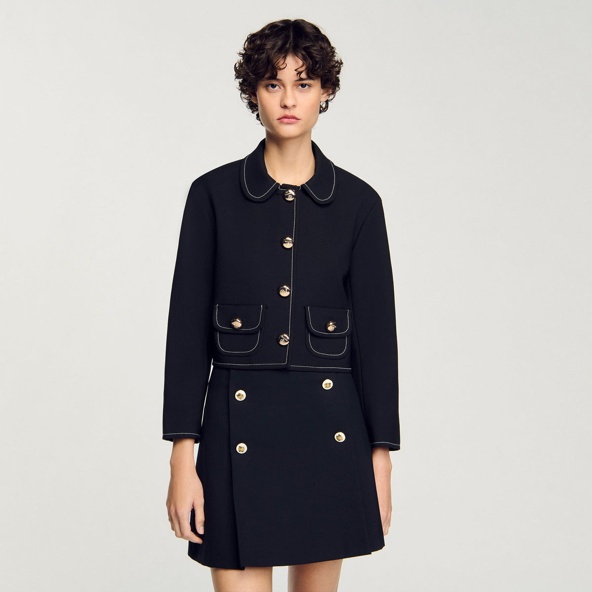 Sandro Peter Pan collar cropped jacket