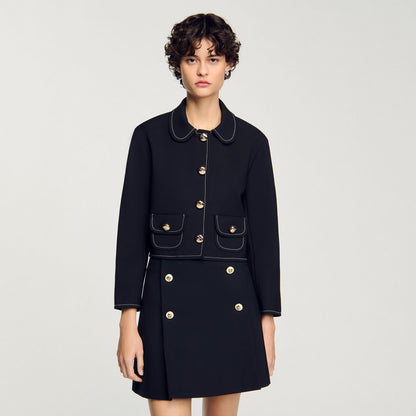 Sandro Peter Pan collar cropped jacket