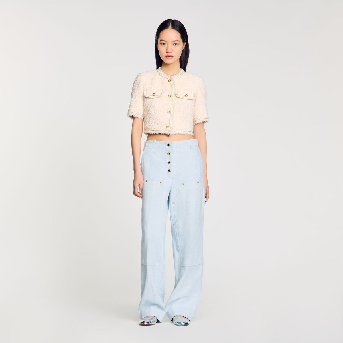 Sandro Short-sleeved tweed jacket