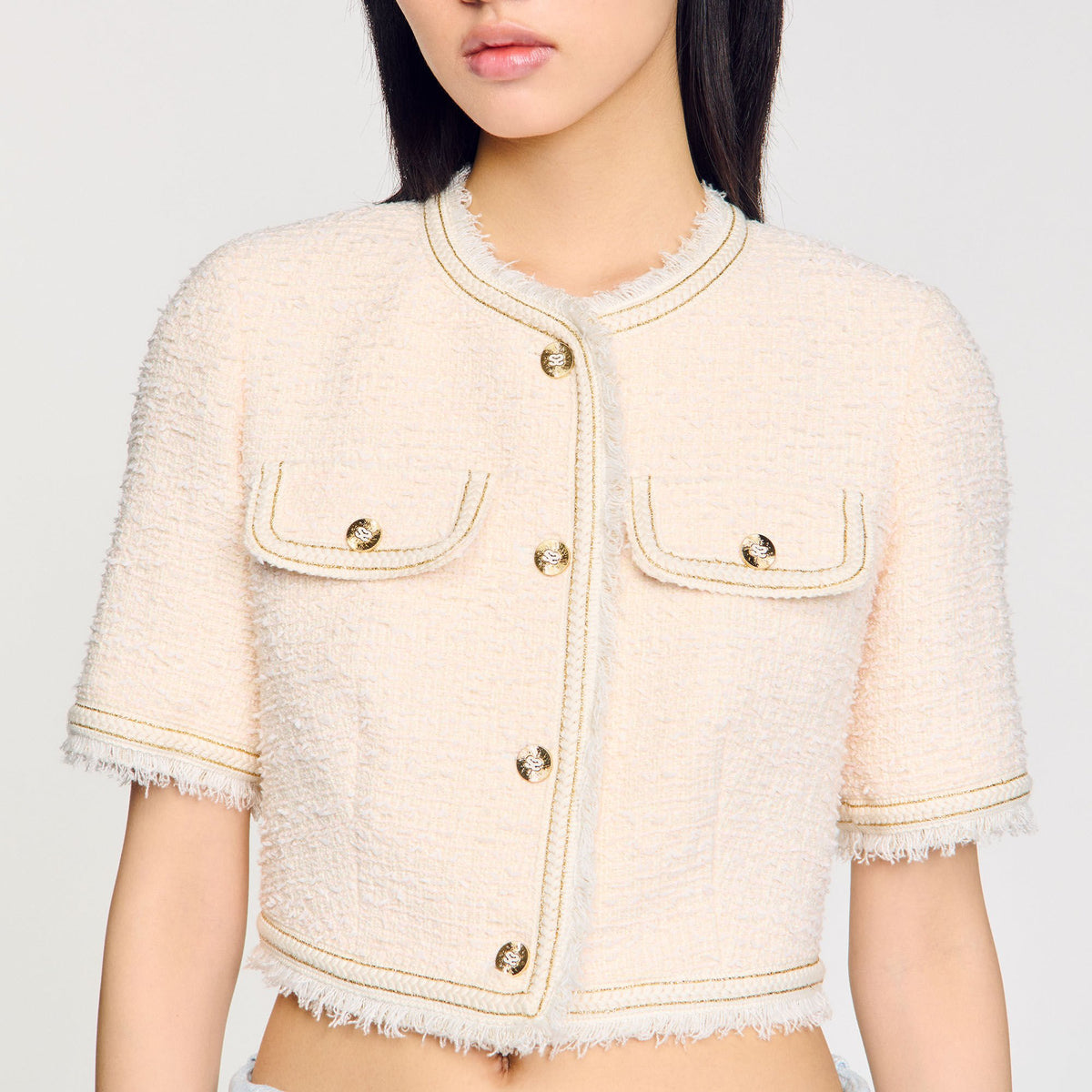 Sandro Short-sleeved tweed jacket