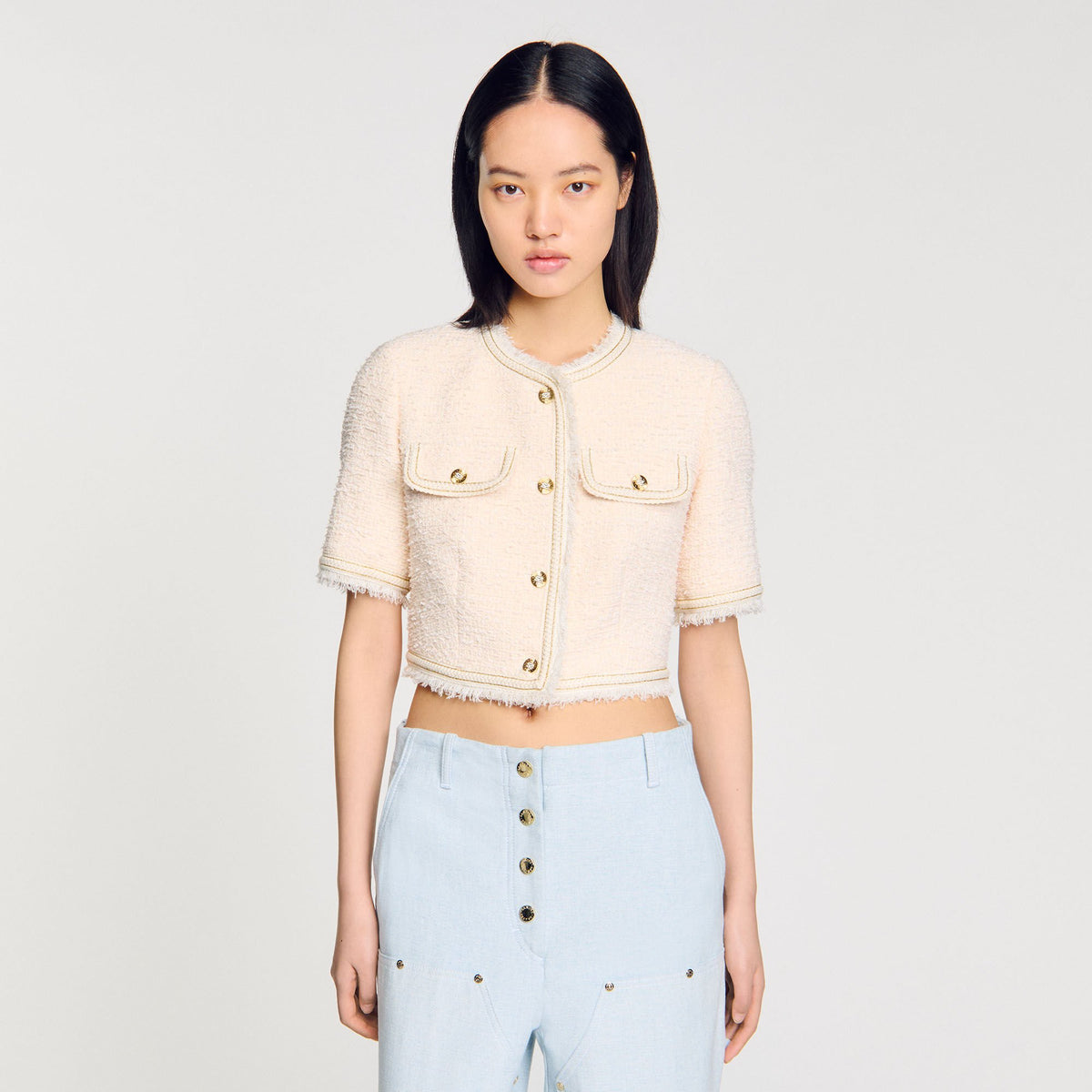 Sandro Short-sleeved tweed jacket