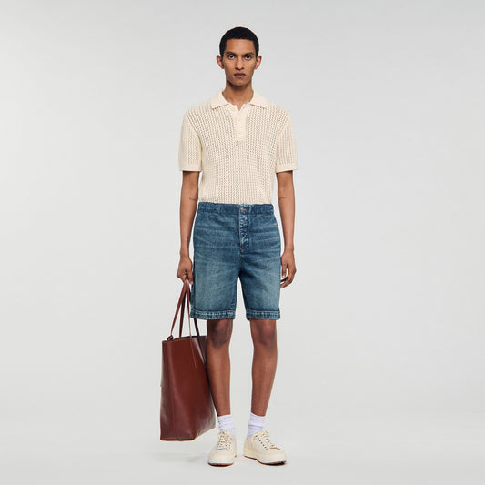 Sandro Elasticated denim shorts