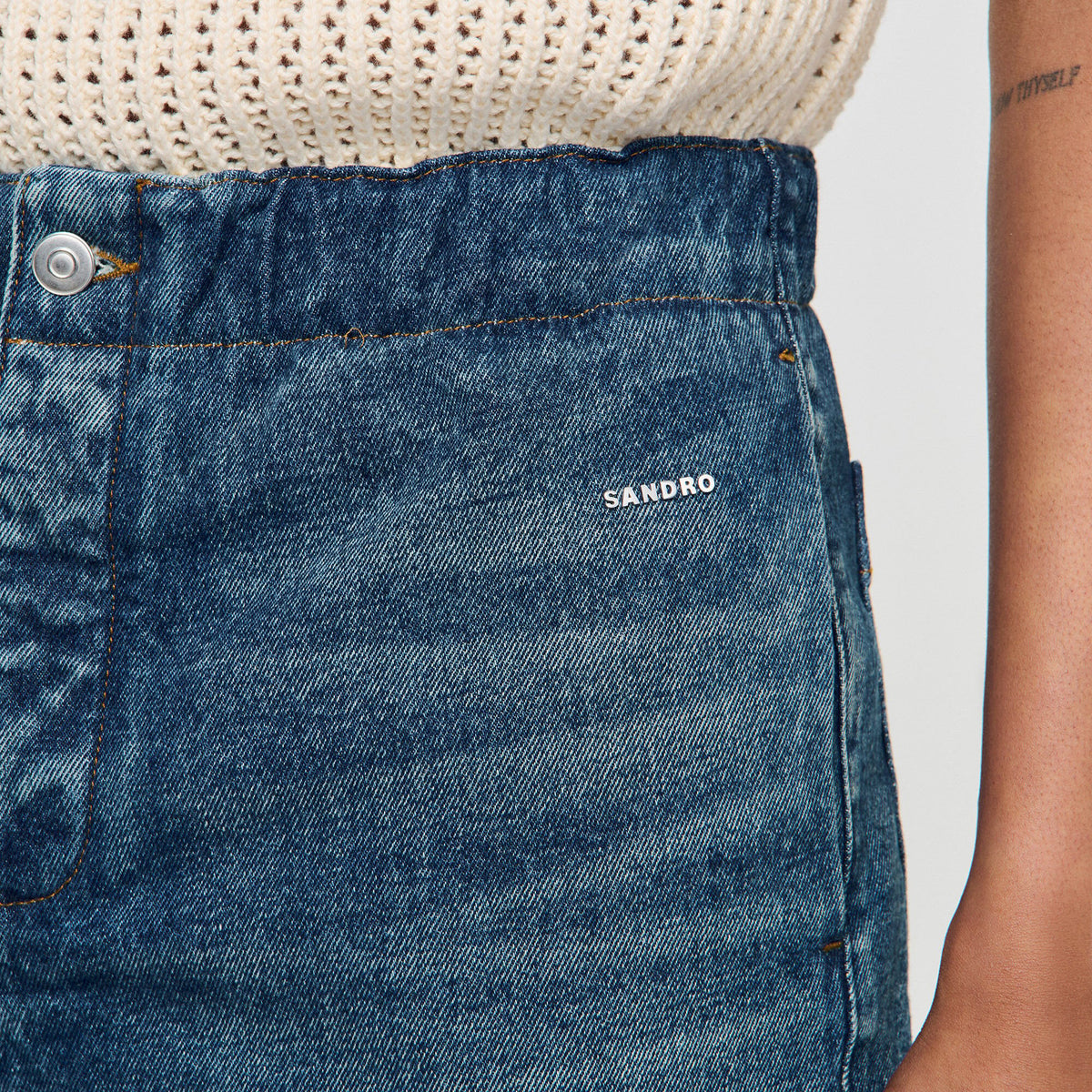 Sandro Elasticated denim shorts