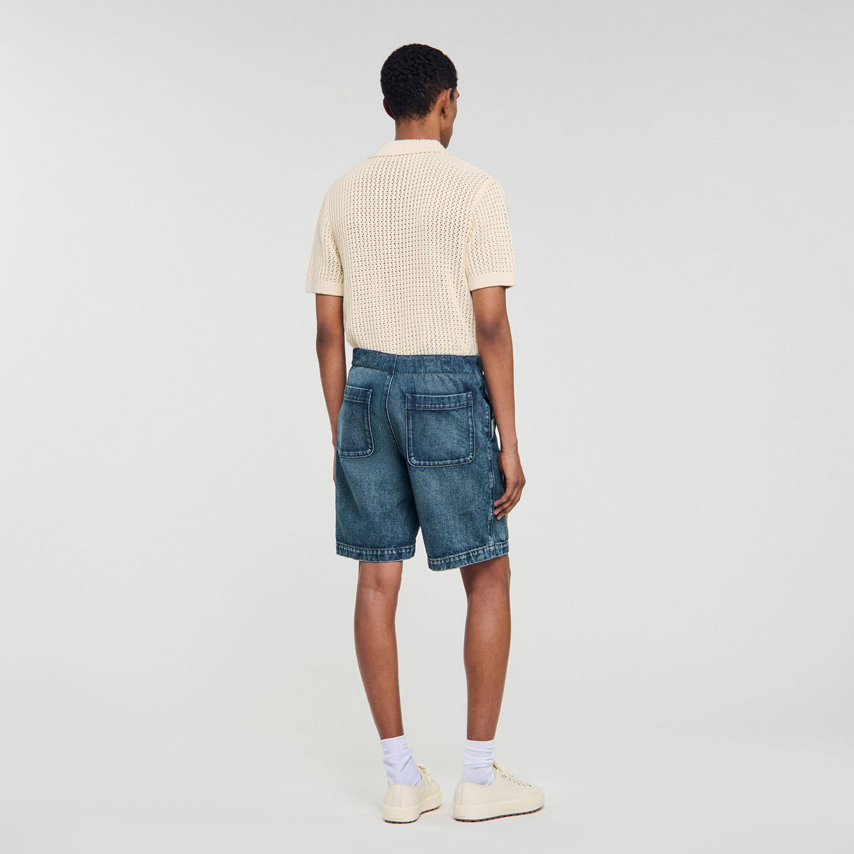 Sandro Elasticated denim shorts