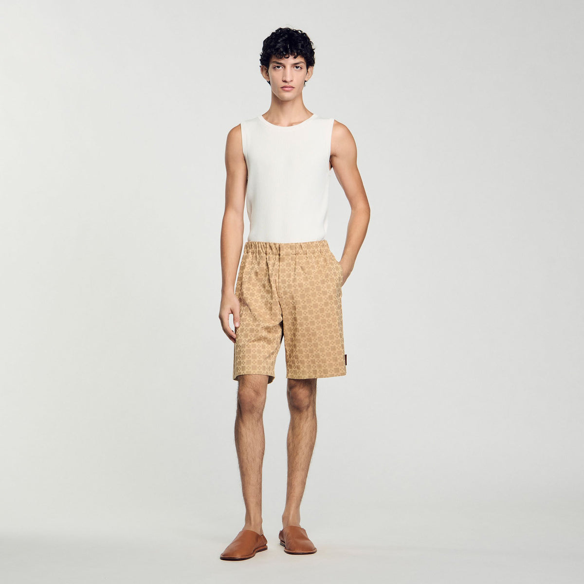 Sandro Square Cross jacquard shorts