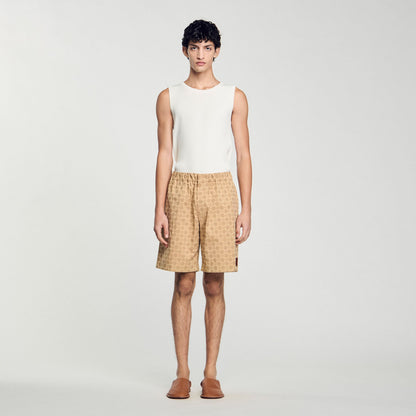 Sandro Square Cross jacquard shorts