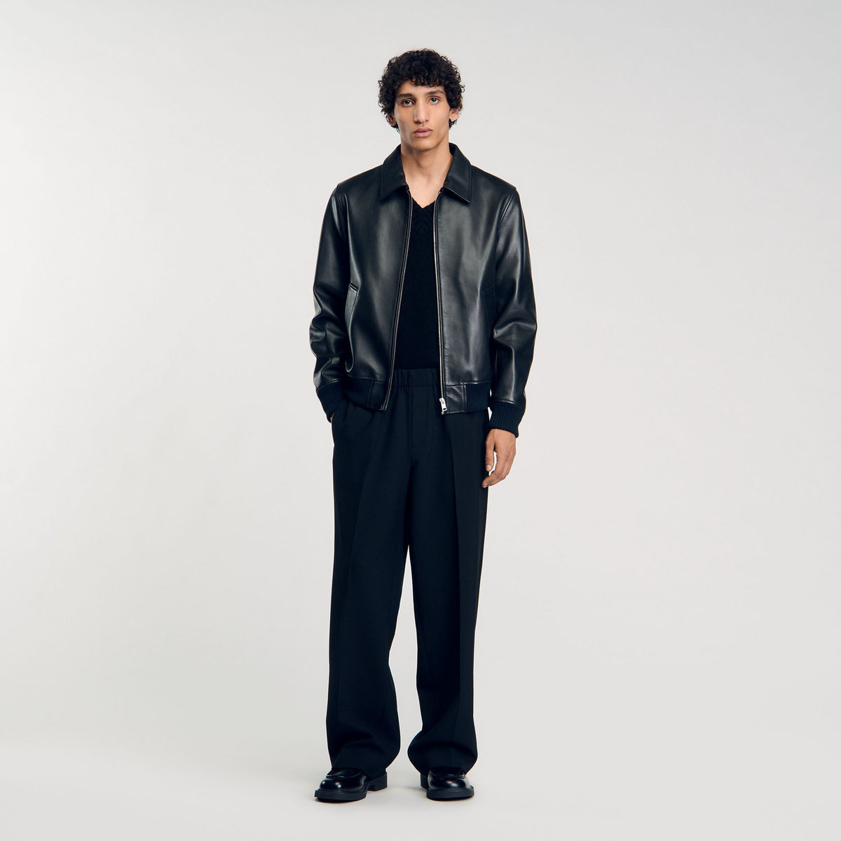 Sandro Plain leather jacket