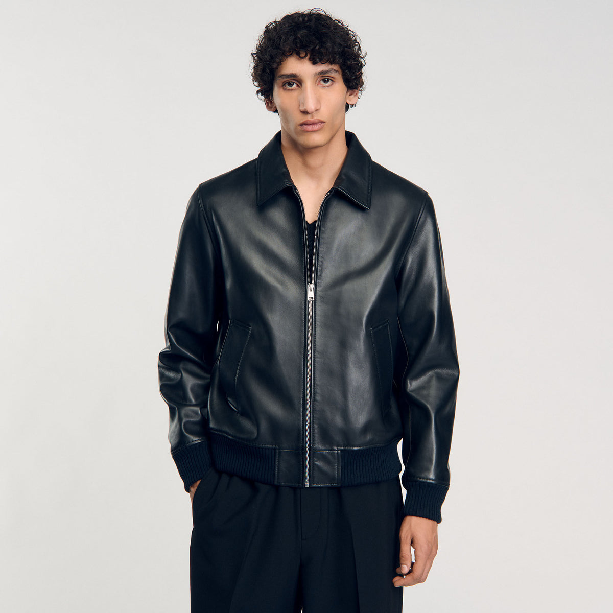 Sandro Plain leather jacket